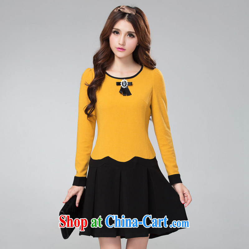 cheer for Fall/Winter new products, women mm thick sweet graphics thin and thick, long-sleeved? The dress of the 2351 yellow 5 XL, cross-sectoral provision (qisuo), shopping on the Internet