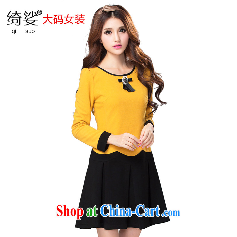 cheer for Fall/Winter new products, women mm thick sweet graphics thin and thick, long-sleeved? The dress of the 2351 yellow 5 XL, cross-sectoral provision (qisuo), shopping on the Internet