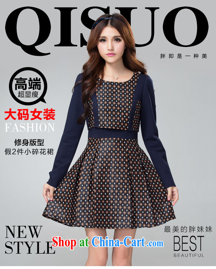 cheer for 2014 fall and winter new products, women mm thick small floral stitching graphics thin XL long-sleeved dress of the 2353 royal blue 5 XL pictures, price, brand platters! Elections are good character, the national distribution, so why buy now enjoy more preferential! Health