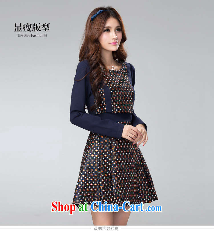 cheer for 2014 fall and winter new products, women mm thick small floral stitching graphics thin XL long-sleeved dress of the 2353 royal blue 5 XL pictures, price, brand platters! Elections are good character, the national distribution, so why buy now enjoy more preferential! Health