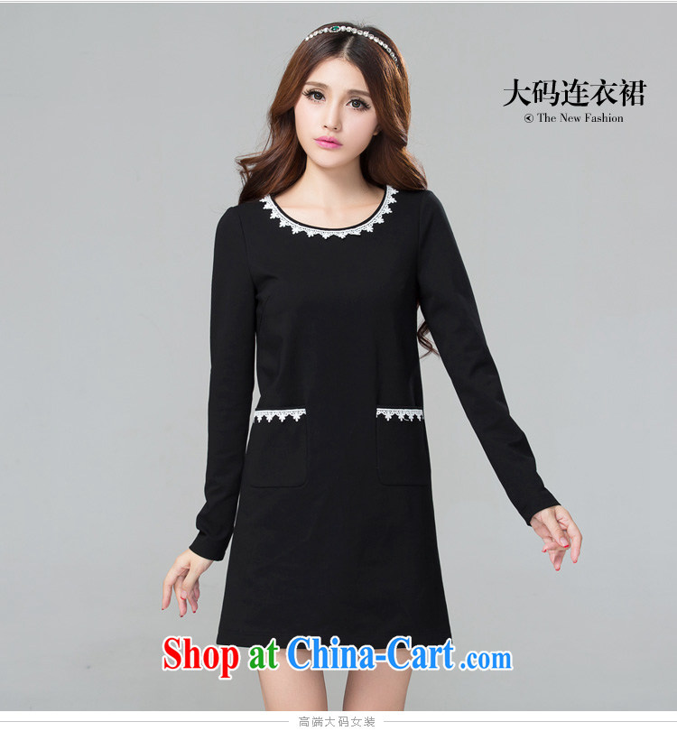 cheer for autumn and winter, the Code women mm thick sweet lace spell graphics thin large long-sleeved thick dress number 2329 black 5 XL pictures, price, brand platters! Elections are good character, the national distribution, so why buy now enjoy more preferential! Health