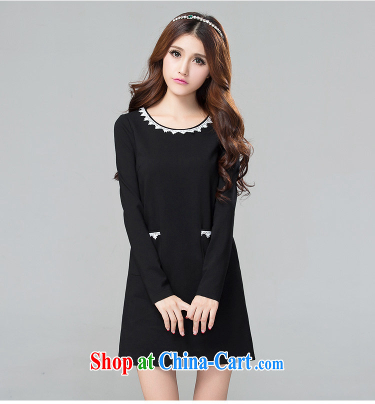 cheer for autumn and winter, the Code women mm thick sweet lace spell graphics thin large long-sleeved thick dress number 2329 black 5 XL pictures, price, brand platters! Elections are good character, the national distribution, so why buy now enjoy more preferential! Health