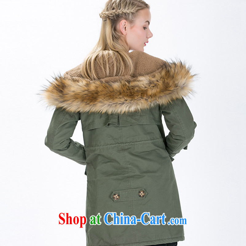 feelnet Korean girls 2015 new large, thick mm autumn and winter, the United States and Europe the code wind jacket 1492 army green code 5 XL, FeelNET, shopping on the Internet