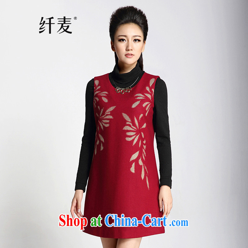 The Mak is the women's clothing 2014 winter clothing new thick mm sleeveless dresses red 944104705 5 XL