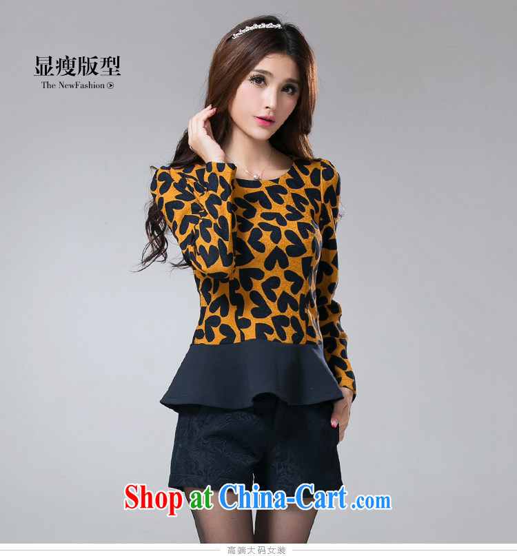 cheer for winter new products, women mm thick heart pattern graphics thin and thick, and long-sleeved shirt T number 2368 yellow 5 XL pictures, price, brand platters! Elections are good character, the national distribution, so why buy now enjoy more preferential! Health