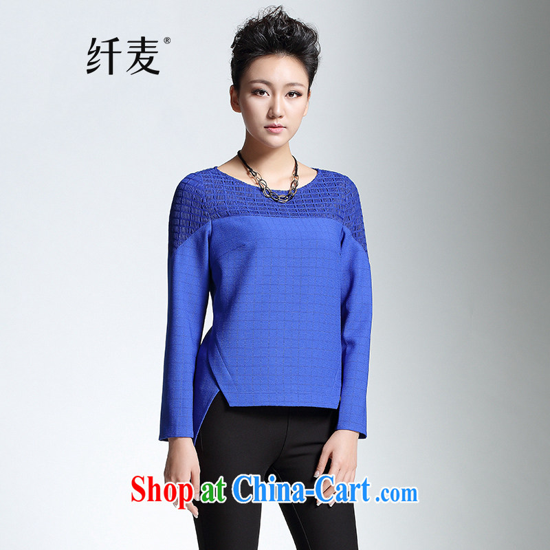 Slim, Mr Big, women 2014 winter clothes new thick mm stylish dark Plaid Short before long T-shirt 944365109 blue 6 XL
