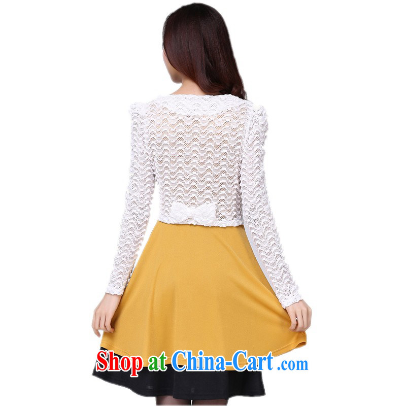 The package-XL lady two-piece dresses 2014 new spring loaded lace long-sleeved shawl vest skirt solid professional lady yellow 4 XL approximately 175 - 185 jack, land is still the garment, shopping on the Internet