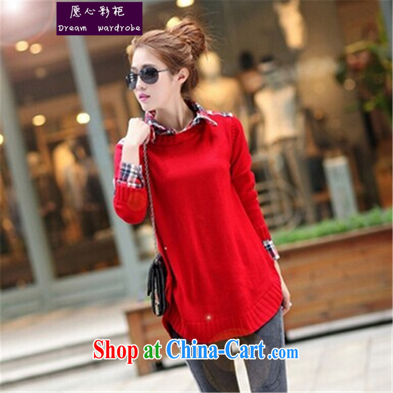 would like to heart Color cabinet 2014 the code female autumn new shirt collar A-pregnant women sweater Korean fashion knitted T-shirt bymm red are code, would like to heart color cabinet, shopping on the Internet