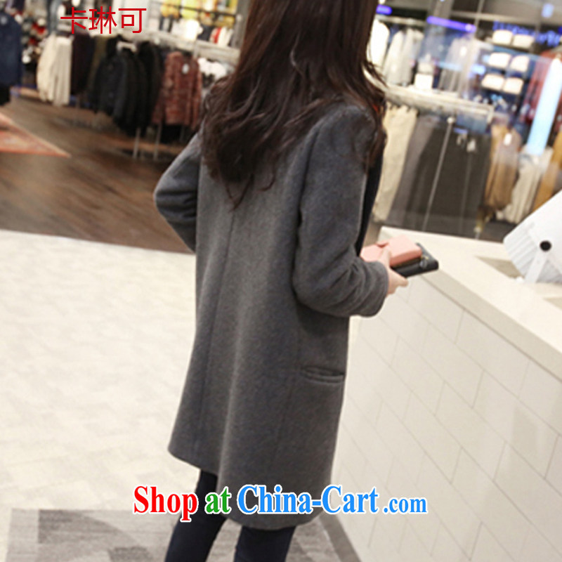 Card reader can be jacket women 2014 Korean version? A coat thick mm autumn and winter with the Code loose long hair that jacket gray M, Lin, and shopping on the Internet