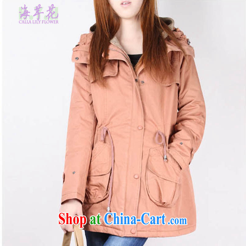 sea routes take Korean exquisite craftsmanship drawcord 100 ground loose the code quilted coat cotton suit mm thick quilted coat jacket 1079 pink L