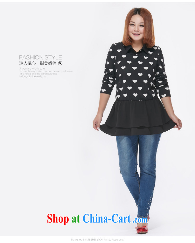 MsShe XL women spring 2015 new mm thick stitching neckline beauty flouncing T T-shirt T-shirt 2217 black 5 XL pictures, price, brand platters! Elections are good character, the national distribution, so why buy now enjoy more preferential! Health