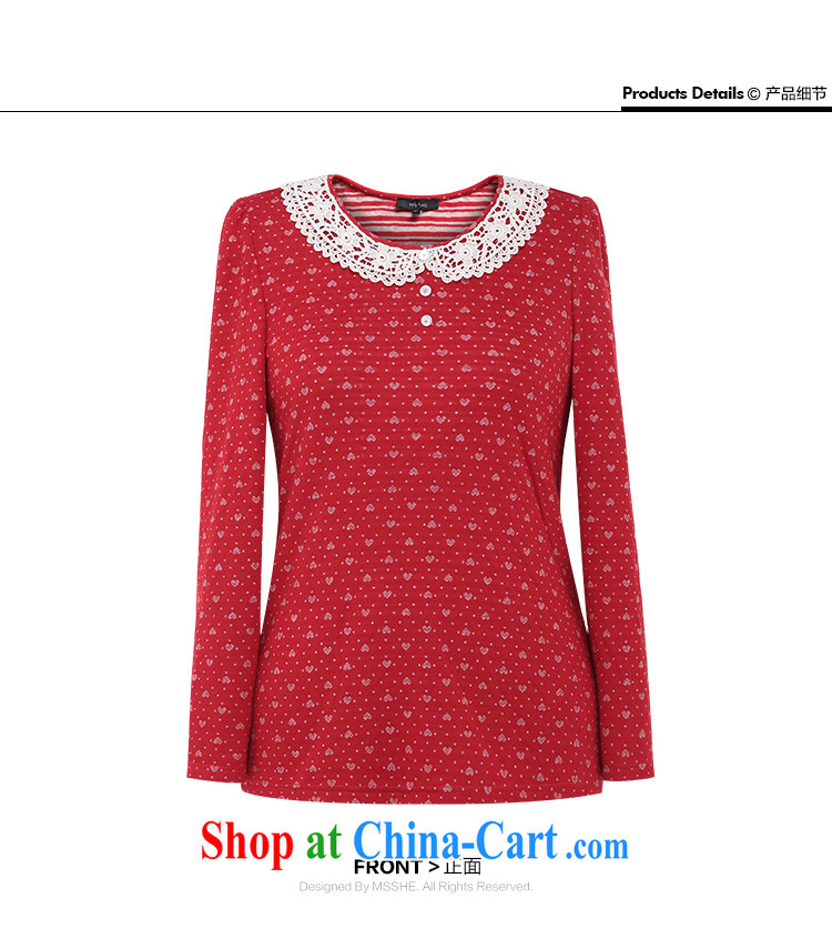 MsShe larger women 2015 spring new thick mm sister lace graphics thin beauty solid shirt long-sleeved shirt T clearance 2438 red 5 XL pictures, price, brand platters! Elections are good character, the national distribution, so why buy now enjoy more preferential! Health
