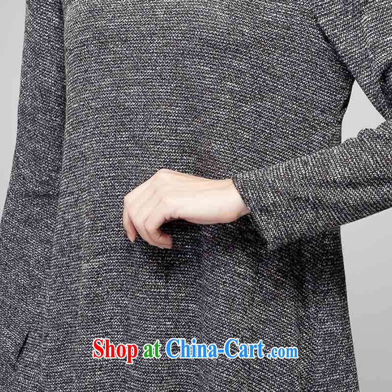 1000 double Yi Su-XL women mm thick loose video thin shirt lapel knitted T-shirt leave two Q 5052 gray XXXXXL, 1000 double-yi, shopping on the Internet
