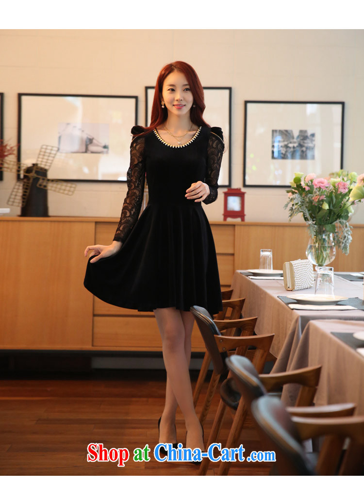 Package e-mail delivery increase code quality, velvet dress Korea and ventricular hypertrophy, elastic bubble long-sleeved ladies video thin solid skirt necklace Round black 3 XL approximately 160 - 180 Jack pictures, price, brand platters! Elections are good character, the national distribution, so why buy now enjoy more preferential! Health