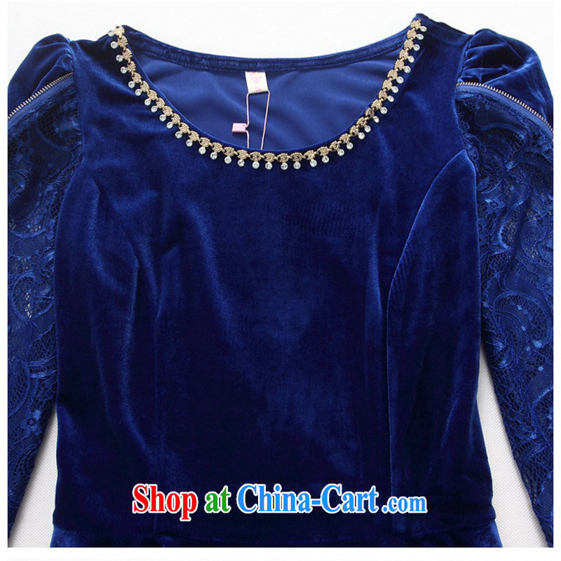 Package e-mail delivery to the payment increase, high quality gold velour dress Korea and ventricular hypertrophy, elastic bubble long-sleeved ladies video thin solid skirt necklace Round black 3 XL approximately 160 - 180 jack, land is still the garment, and shopping on the Internet
