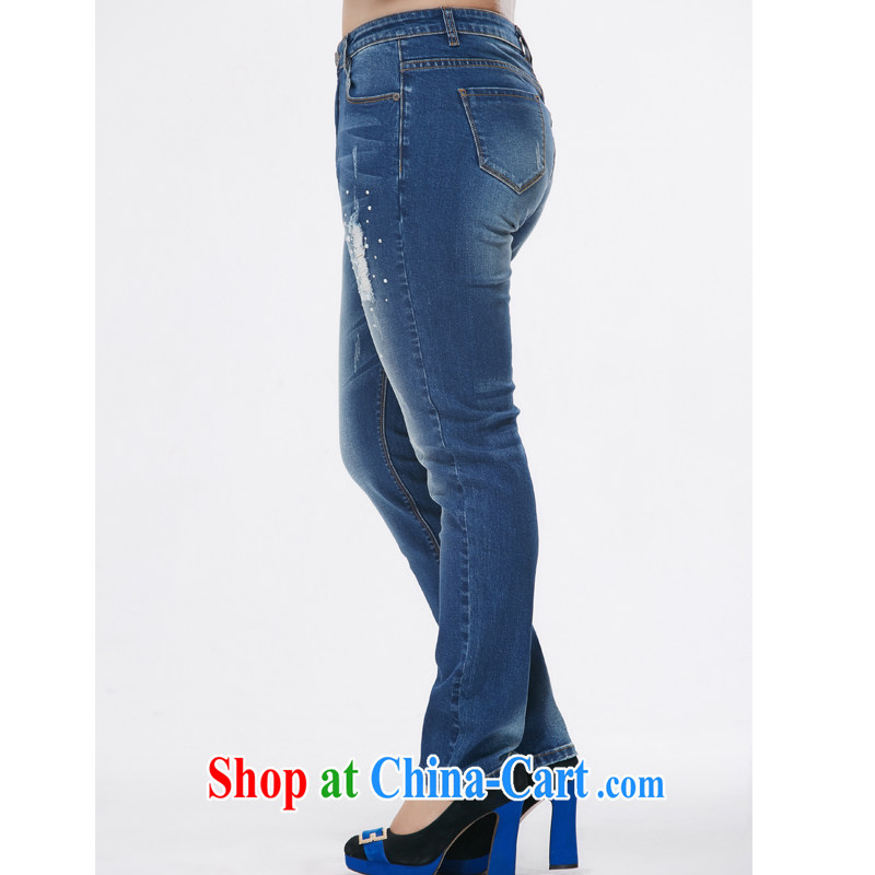 MsShe XL girls 2015 new Korean hot drill, high waist leisure video thin blue jeans 7882 denim blue T 5, Susan Carroll poem Chow (MSSHE), shopping on the Internet