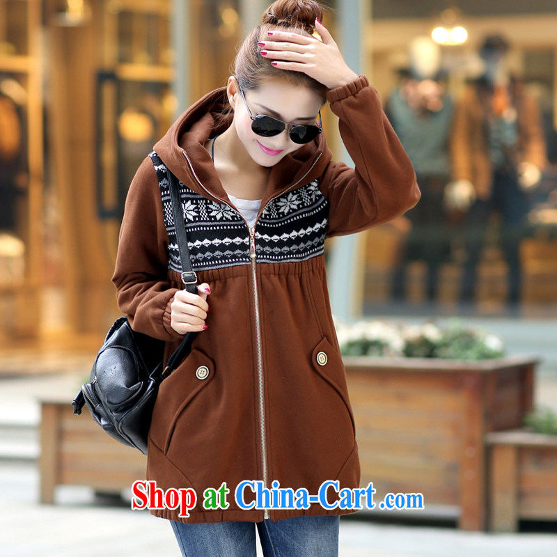 The load-ting zhuangting -- 2014 autumn and winter, the Korean version of the greater code female leisure cap zip long-sleeved sweater jacket 8092 brown 6 XL, replacing Ting (zhuangting), online shopping