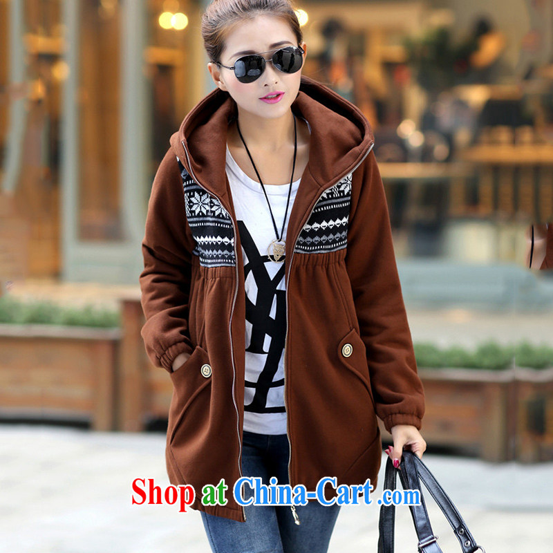The load-ting zhuangting -- 2014 autumn and winter, the Korean version of the greater code female leisure cap zip long-sleeved sweater jacket 8092 brown 6 XL, replacing Ting (zhuangting), online shopping