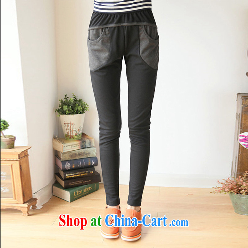 2015 spring new larger pencil girls pants high-waist graphics thin stitching the FAT and FAT sister pants stretch pants thick mm castor black XL (weight 150 - 190 jack), HAPPY HUT, shopping on the Internet