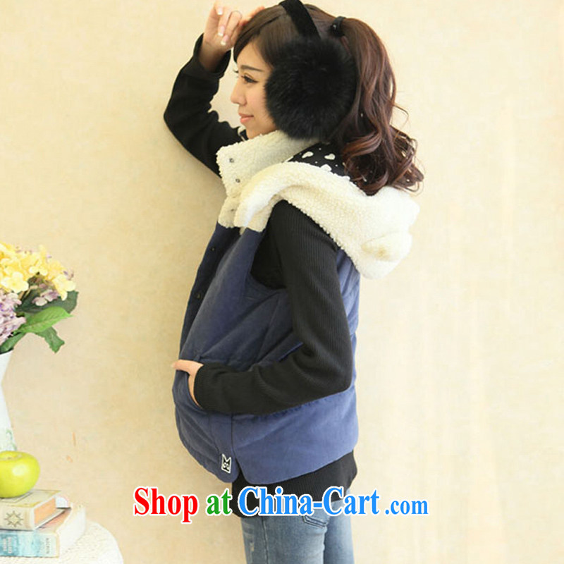 2015 spring the fat increase 200 Jack thick sister vest lamb lint-free Korean winter with the Code, a female fat mm video thin blue 4 XL (weight 170 - 210 jack), HAPPY HUT, shopping on the Internet