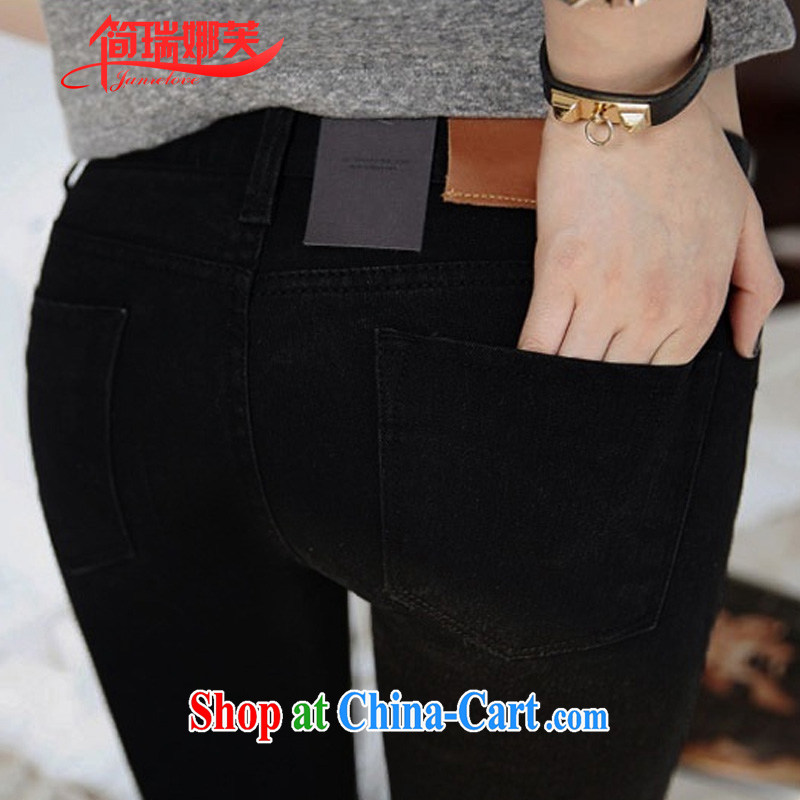 In short, would be the 2015 spring new thick MM larger graphics thin ultra stretch video skinny legs jeans 200 Jack female pants J 148 black 40, in short, would be (Janrelove), online shopping