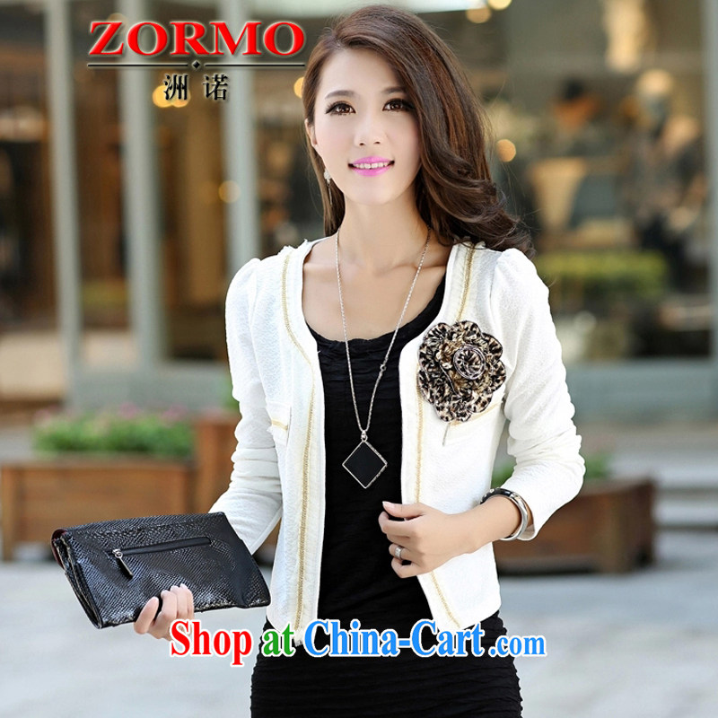 ZORMO Korean female autumn and winter, mm thick flowers decorated the fat XL jacket female the size suits white XL 5 180 - 200 jack