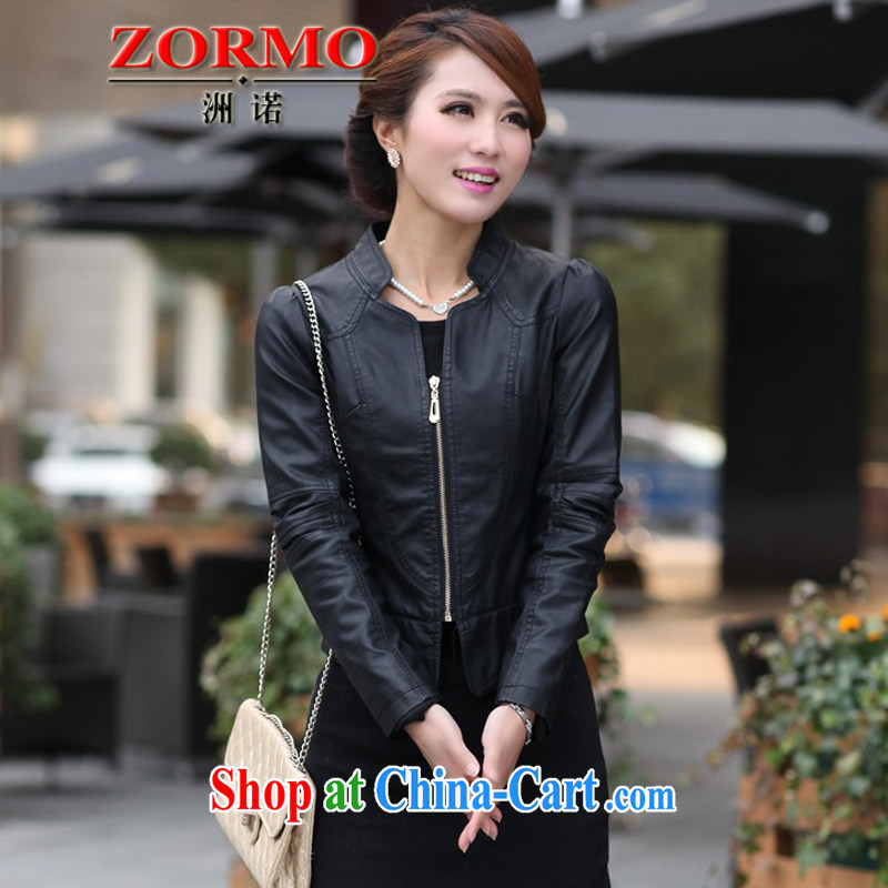 ZORMO Korean female autumn and winter, PU leather motorcycle leather jacket thick mm larger female leather jacket black XXXXL, ZORMO, shopping on the Internet