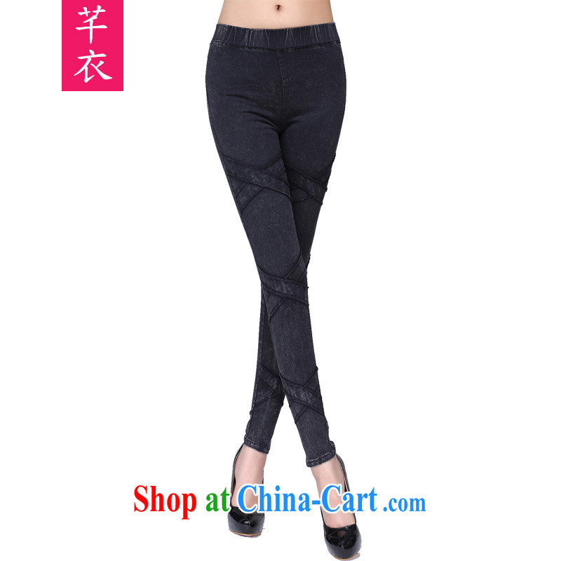 Constitution Yi Korean spring solid pants 2015 new XL wash water stretch cotton female trousers thick mm thick casual jeans thin and pencil pants black 4 XL
