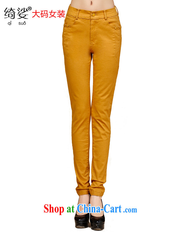 cheer for winter new products, women mm thick solid color 100a Video thin and thick XL trousers Item No. 2325 yellow 5 XL