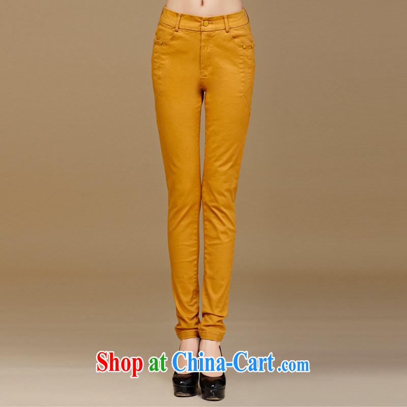cheer for autumn and winter, the Code women mm thick solid color 100a Video thin and thick XL trousers Item No. 2325 yellow 5 XL, cross-sectoral provision (qisuo), and, on-line shopping