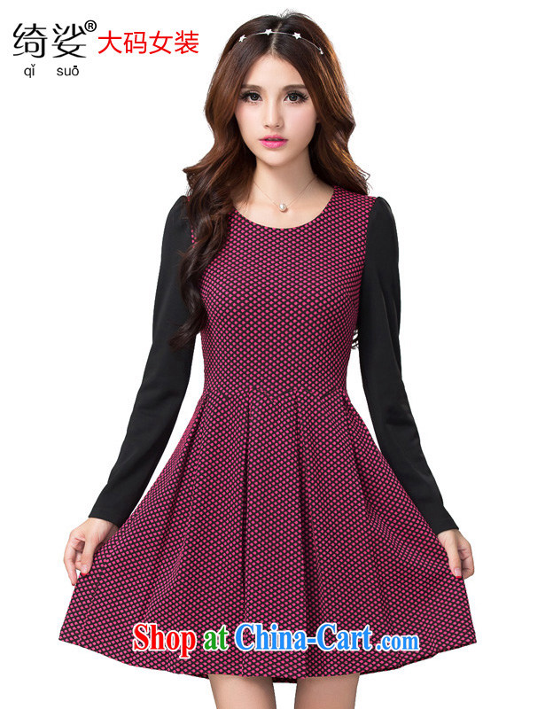 cheer for Fall_Winter new products, women mm thick European tile graphics thin XL long-sleeved thick dresses Item No. 2338 aubergine 5 XL