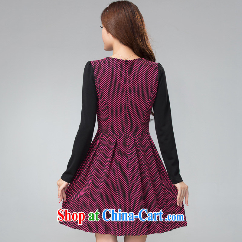cheer for Fall/Winter new products, women with expertise in Europe and America mm stitching graphics thin XL long-sleeved thick dresses Item No. 2338 aubergine 5 XL, cheer for (qisuo), shopping on the Internet