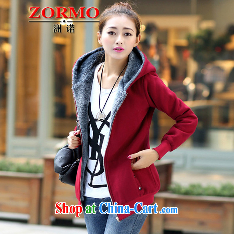 ZORMO Korean female autumn and winter, lint-free cloth and a gross thick thick mm sweater cotton is the XL jacket female wine red 6 XL 185 - 215 jack, ZORMO, and shopping on the Internet