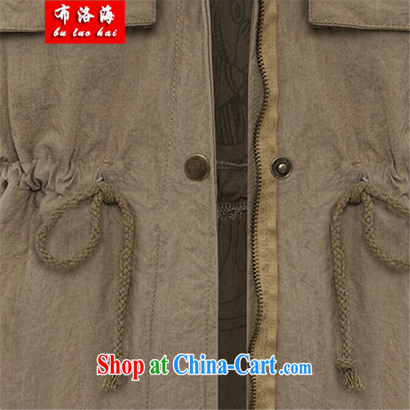 The sea 2014 autumn and winter with new and stylish large code female thick mm video thin-waist lapel 7 cuffs wind jacket 2069 #sjl khaki XXXL, sea, shopping on the Internet