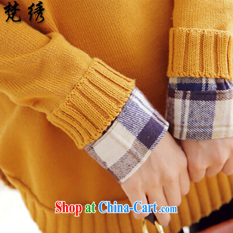 Van Gogh embroidery autumn 2014 the new Korean loose leave two sweaters long knit-female 9998 yellow, Van Gogh embroidery, shopping on the Internet