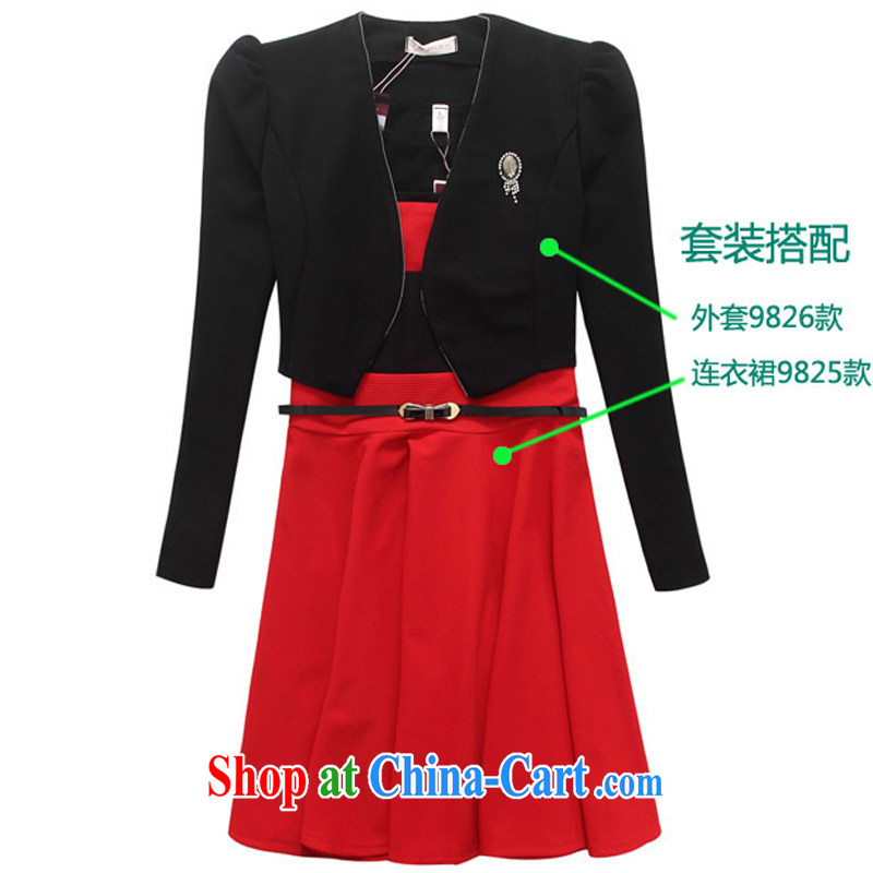 Constitution Yi Korean version of the new, 2015 pure reduction than on aging long-sleeved video skinny shawl + vest dress two-piece dresses XL dress black T-shirt + red petticoat XL 3 160 - 180 jack, constitution and clothing, and shopping on the Internet
