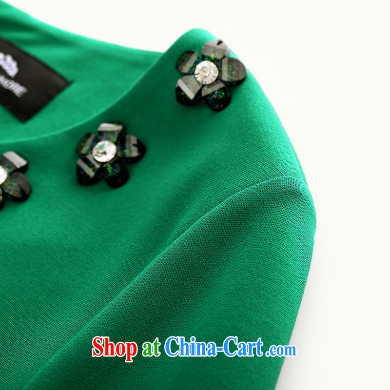 The Mak is the women's clothing 2014 winter clothing new thick mm stylish flowers collar pin Pearl dress 944101700 green 4 XL, former Yugoslavia, Mak, and shopping on the Internet