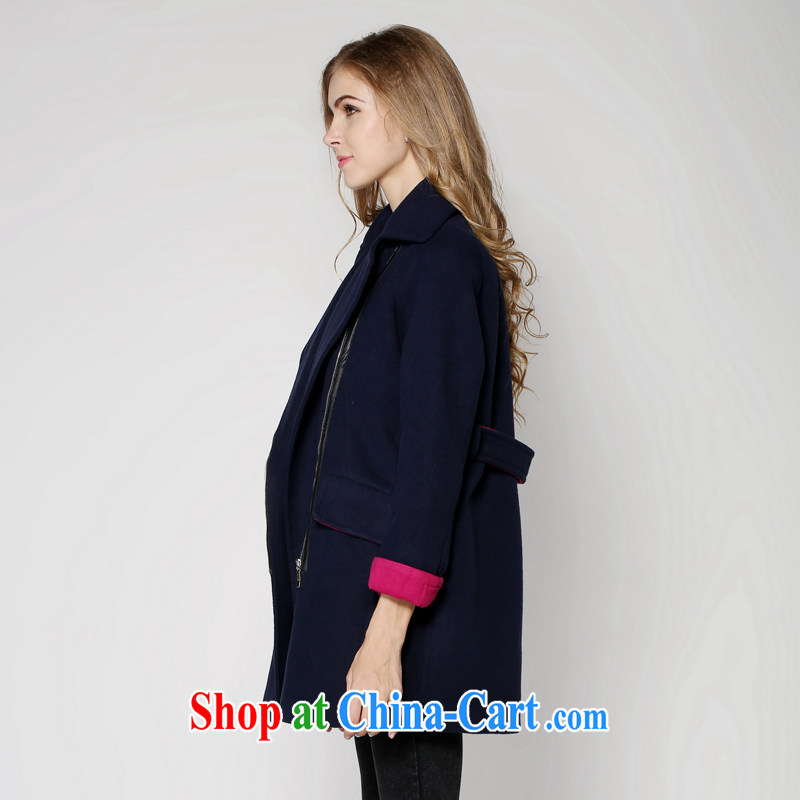 Connie's dream 2014 new winter clothing the european sites in Europe and America, more women with thick mm long, the waist wool jacket? zipper Solid Color lapel? The coat blue XXXXXL, Anne's dream, the Code women, shopping on the Internet