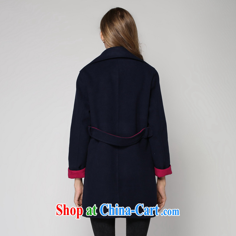 Connie's dream 2014 new winter clothing the european sites in Europe and America, more women with thick mm long, the waist wool jacket? zipper Solid Color lapel? The coat blue XXXXXL, Anne's dream, the Code women, shopping on the Internet