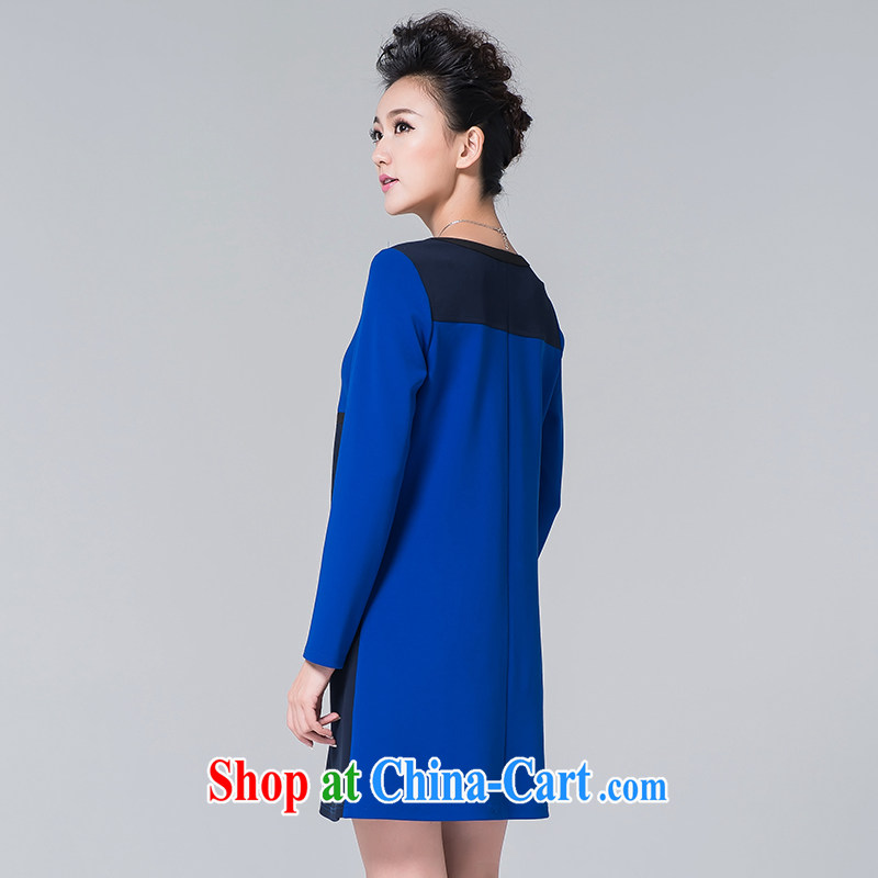 The Mak is the women's clothing 2014 winter clothing new thick mm geometry collision color stitching long-sleeved dress 944101689 blue L, former Yugoslavia, Mak, and shopping on the Internet