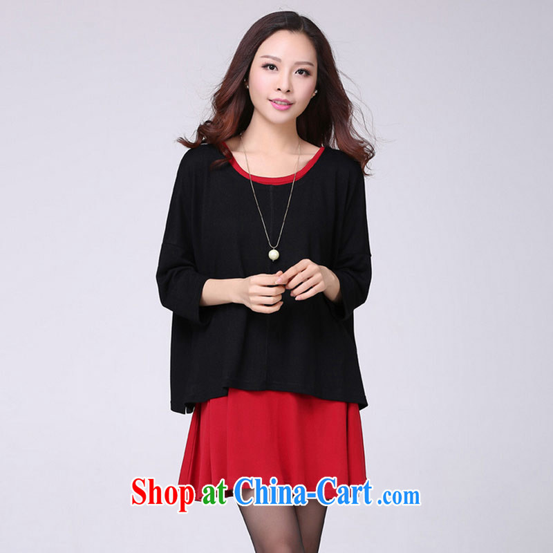 Thin (NOS) summer new, larger female Two-piece loose video thin 100 hem dresses Y 21,671 black 4 XL 190 jack, thin (NOS), online shopping