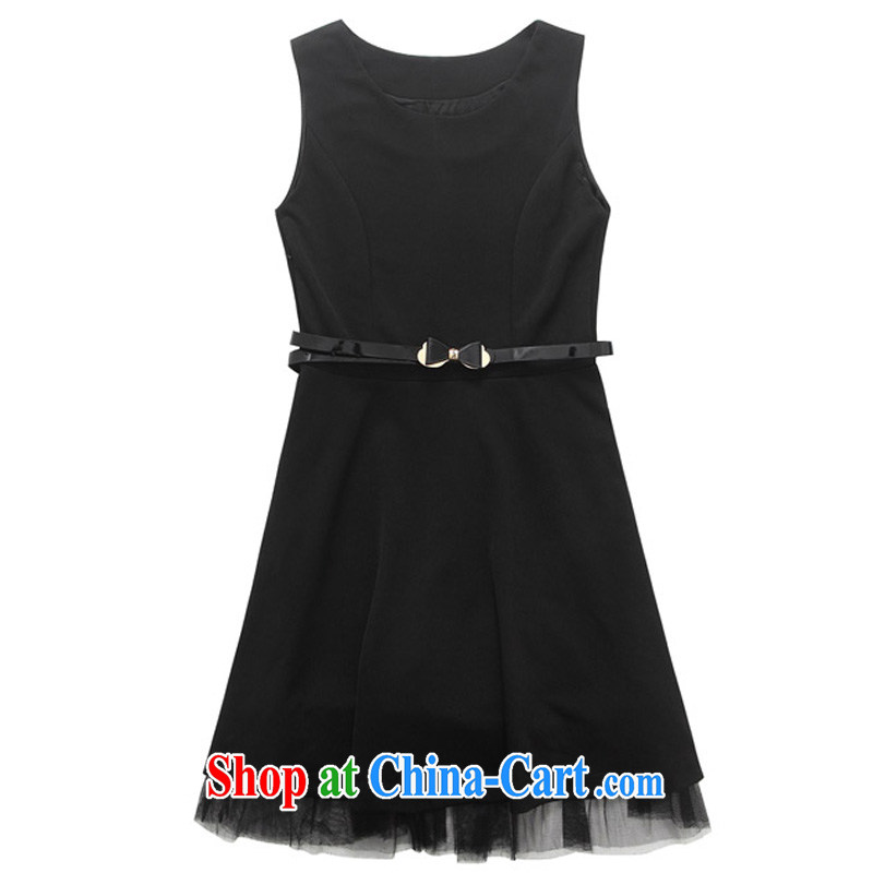 Constitution yi han edition 2015 black round-neck collar, shoulder vest skirt thick mm video thin sleeveless-waist skirt solid large XL dress dresses (with black waist XL 2 140 - 160 jack, constitution and clothing, and shopping on the Internet