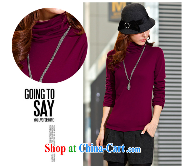 The fat increase, female fat MM autumn and winter clothes new 2014 Korean high-collar graphics thin stretch knitted solid long-sleeved T-shirt T shirts women T-shirt wine red XXXXXL pictures, price, brand platters! Elections are good character, the national distribution, so why buy now enjoy more preferential! Health