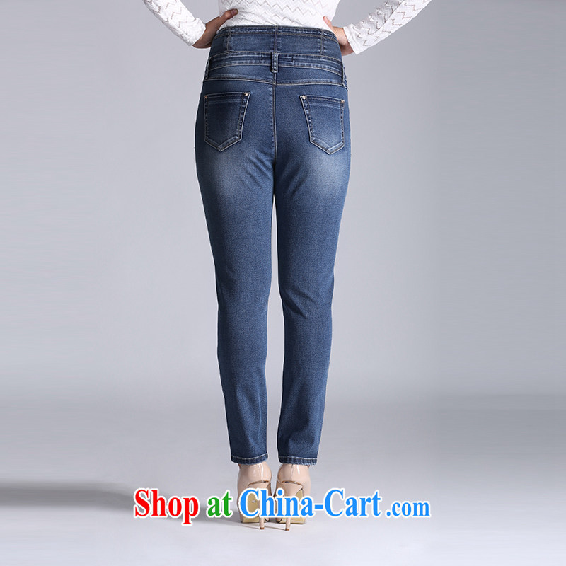 The Mak is the female 2015 spring new thick mm stylish graphics gaunt waist jeans 951321563 blue 3 XL, former Yugoslavia, Mak, and shopping on the Internet