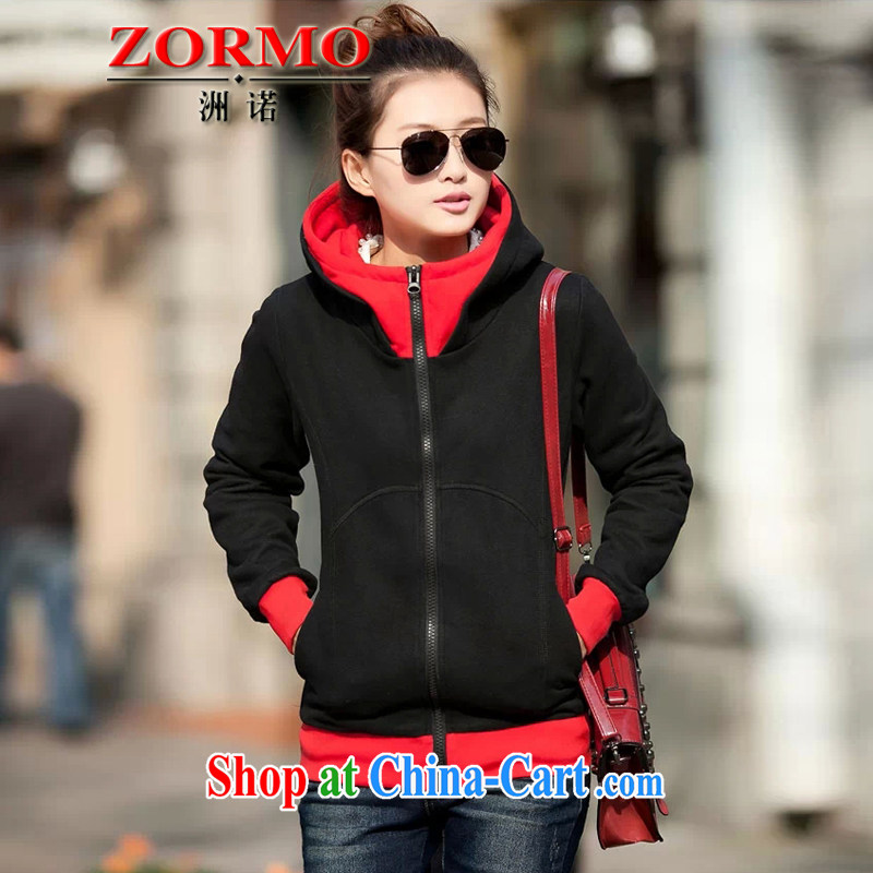 ZORMO winter 2014 new mm thick and fat XL sweater cotton knocked color thick King women's coats black 6 XL 185 - 215 jack