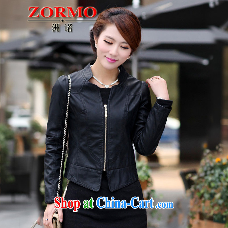 ZORMO Korean female autumn and winter, thick mmPU leather motorcycle jacket and indeed XL leather jacket black 4XL, ZORMO, shopping on the Internet