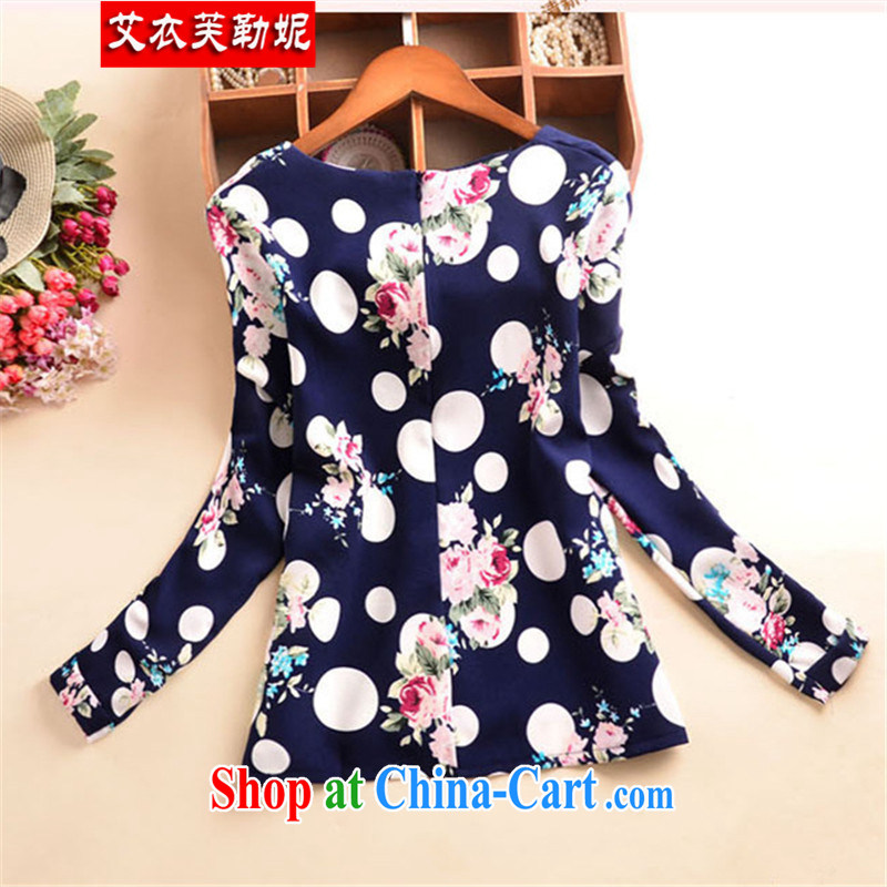 The Yi would be Connie, Autumn 2014 winter clothing new women's clothing XL video thin Korean T-shirt long-sleeved stamp mm thick solid T-shirt T-shirt blue XXXL, Yi would be, Connie, and shopping on the Internet