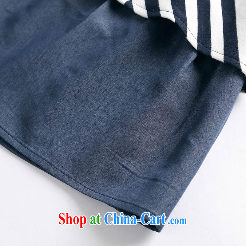 MsShe larger women 2015 spring long-sleeved-T shirt T-shirt clearance 2223 blue-and-white (5XL, Susan Carroll, Ms Elsie Leung Chow (MSSHE), shopping on the Internet