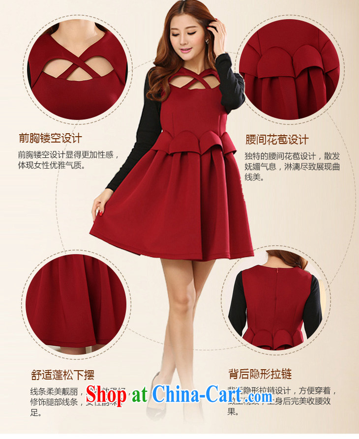 Constitution and colorful delivery female small dress Korean Palace style high waist shaggy dress Package Mail and ventricular hypertrophy, small red sexy round-collar long-sleeved thick night deep red XXXXL pictures, price, brand platters! Elections are good character, the national distribution, so why buy now enjoy more preferential! Health