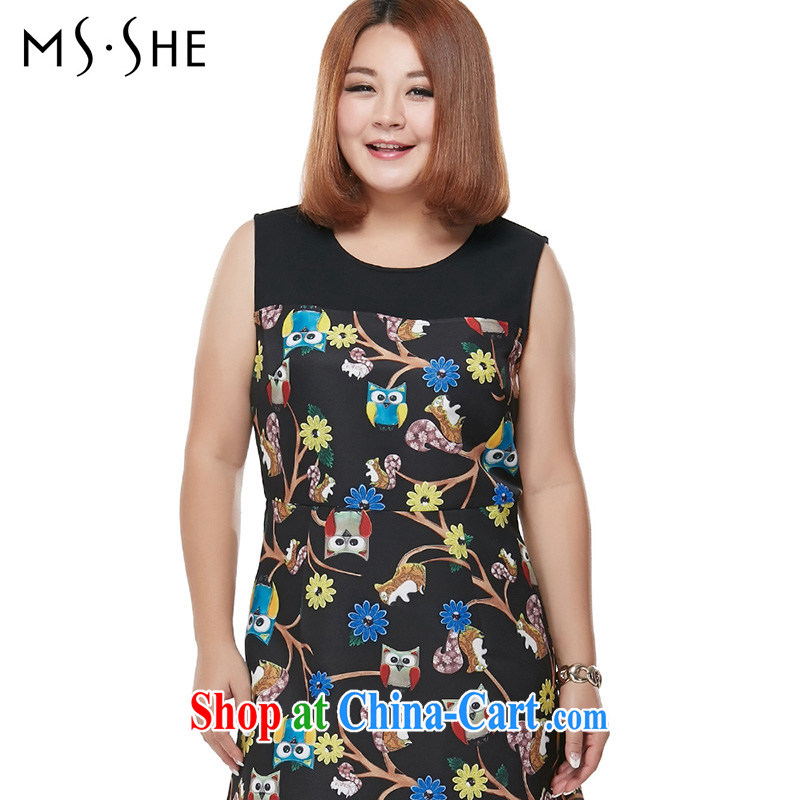MsShe XL female 2014 autumn and winter new round-collar stamp beauty graphics thin aura vest dress 2387 black 6 XL, Susan Carroll, Ms Elsie Leung Chow (MSSHE), online shopping